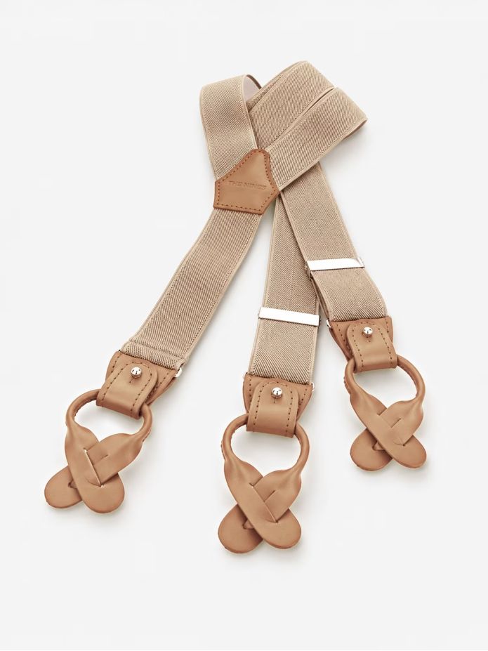 Bretelles homme beiges à boutons