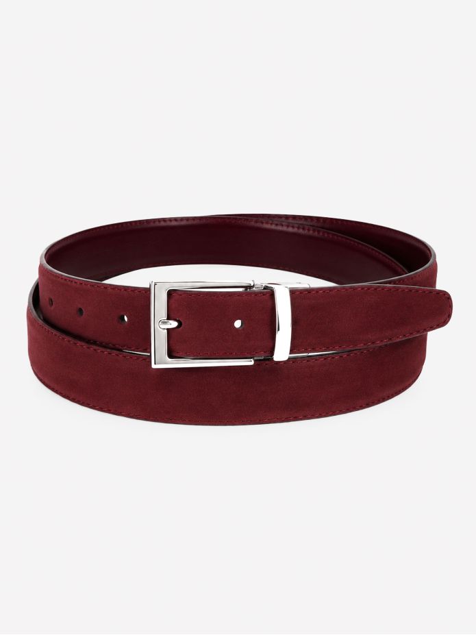 Ceinture réversible bordeaux cuir et nubuck - Clint
