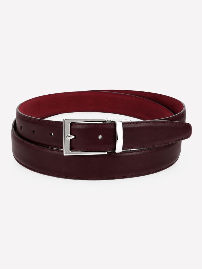 Ceinture réversible bordeaux cuir et nubuck - Clint
