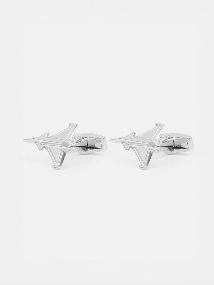Boutons de manchette argent massif avion de chasse rafale