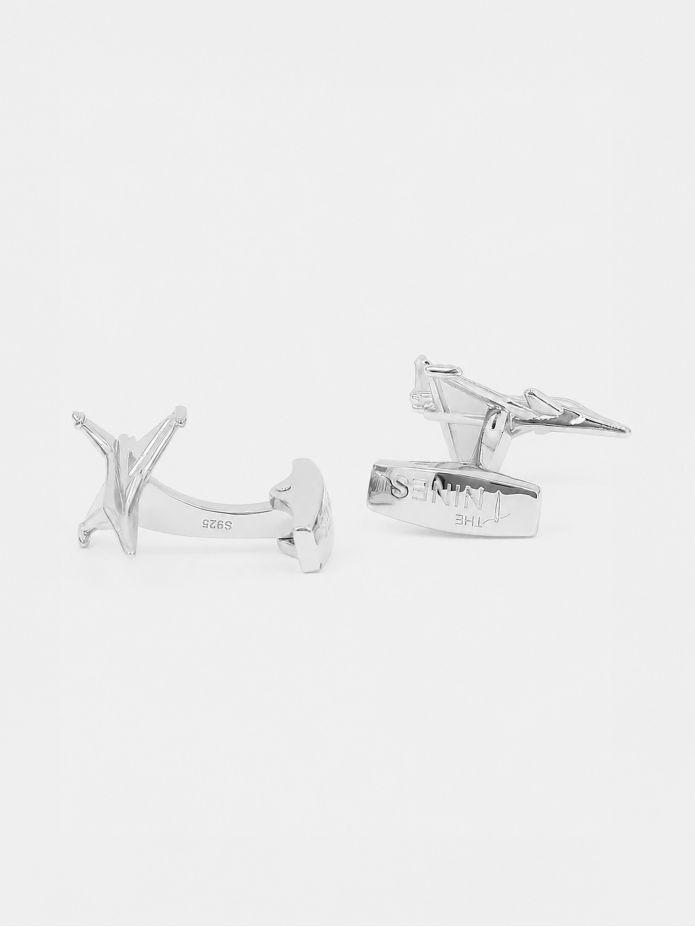 Boutons de manchette argent massif avion de chasse rafale