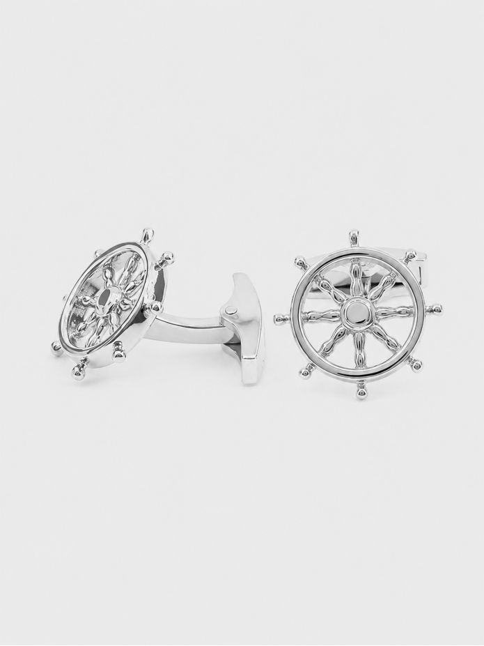 Boutons de manchette argent massif barre de navire