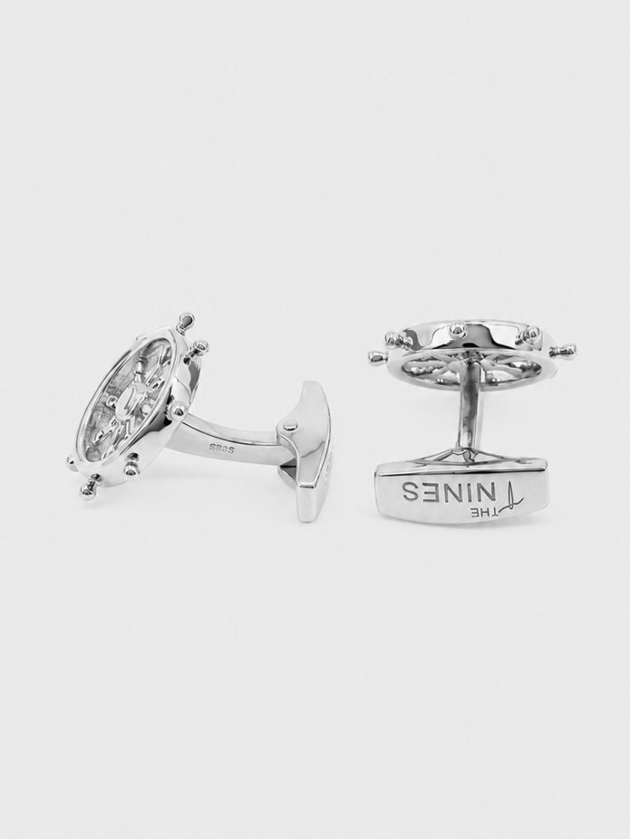 Boutons de manchette argent massif barre de navire