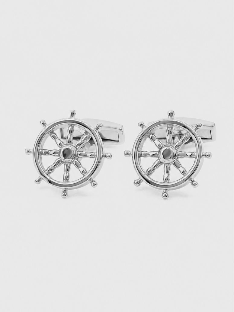 Boutons de manchette argent massif barre de navire