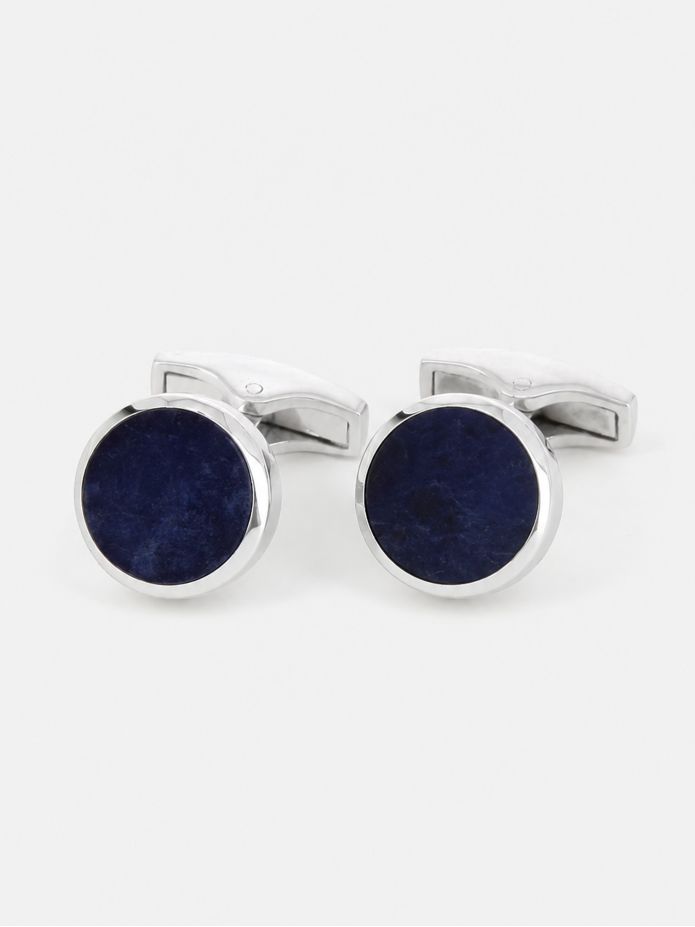 Boutons de manchette argent massif ronds sodalite Saint-Honoré