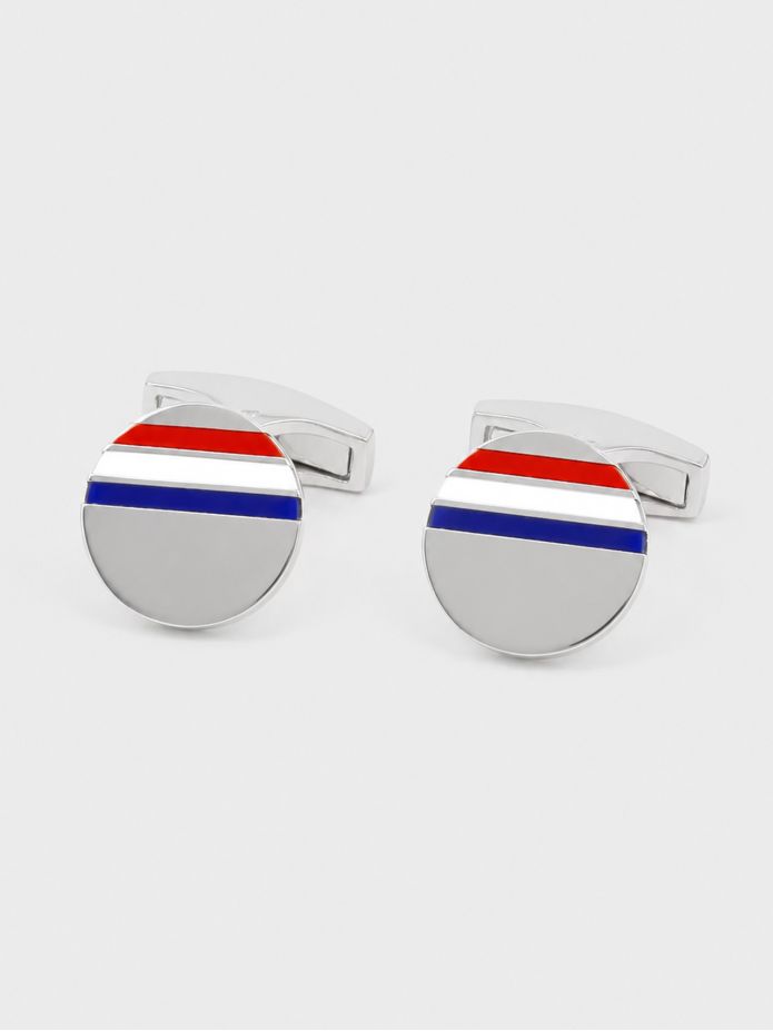 Boutons de manchette argent massif tricolores Cezembre