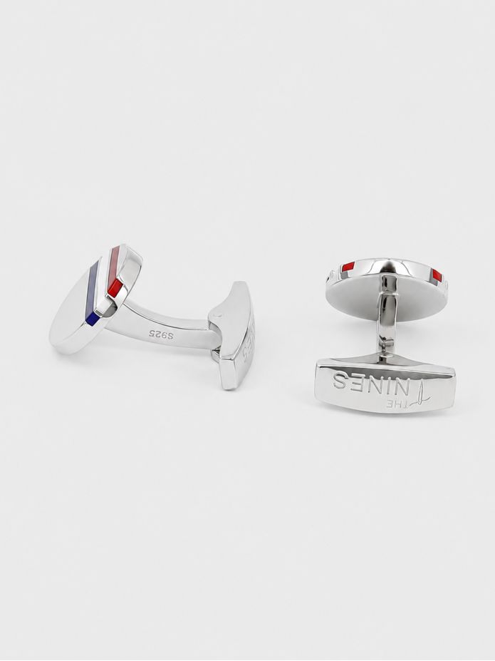 Boutons de manchette argent massif tricolores Cezembre