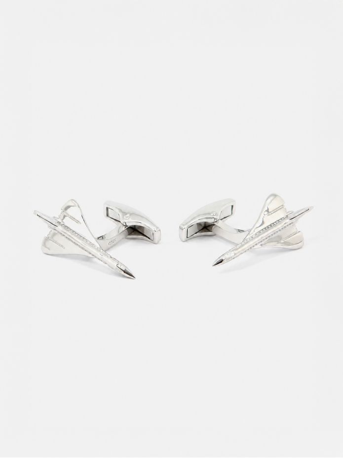 Boutons de manchette avion argent massif Concorde