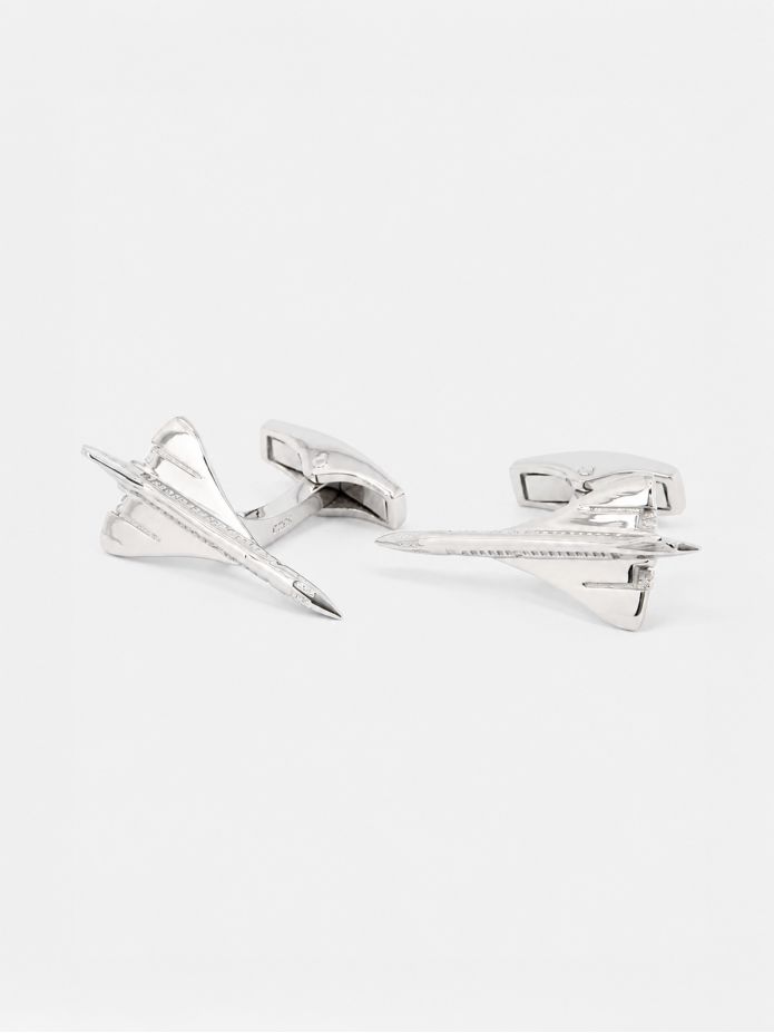 Boutons de manchette avion argent massif Concorde