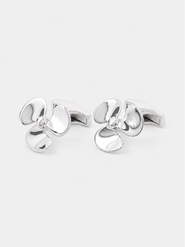 Boutons de manchette hélice en argent massif Brisbane