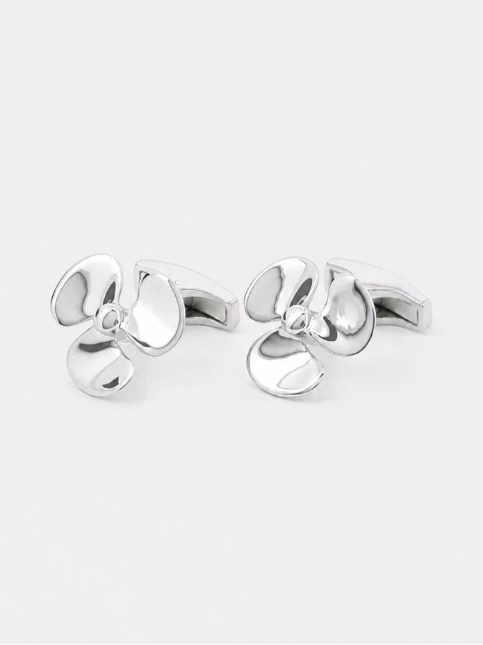 Boutons de manchette hélice en argent massif Brisbane