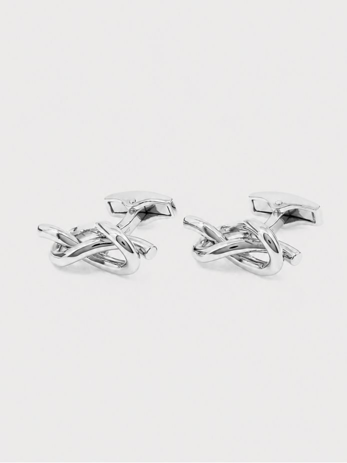 Boutons de manchette argent massif noeud d'amour