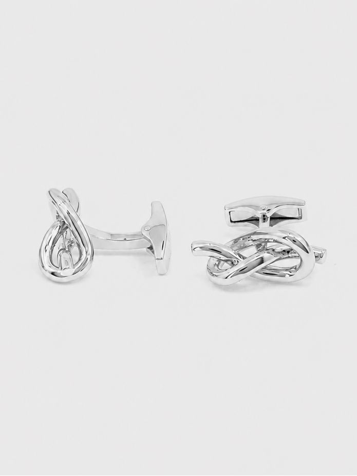Boutons de manchette argent massif noeud d'amour