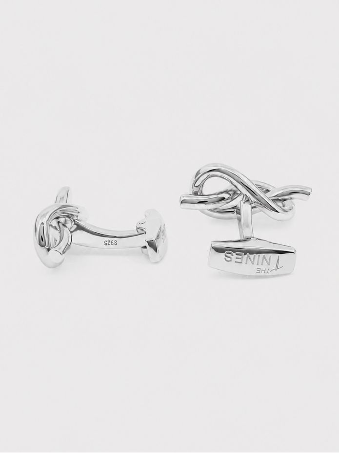 Boutons de manchette argent massif noeud d'amour