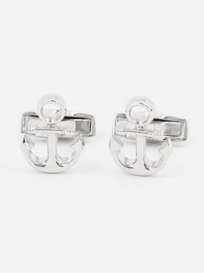 Boutons de manchette ancre argent massif Portsmouth