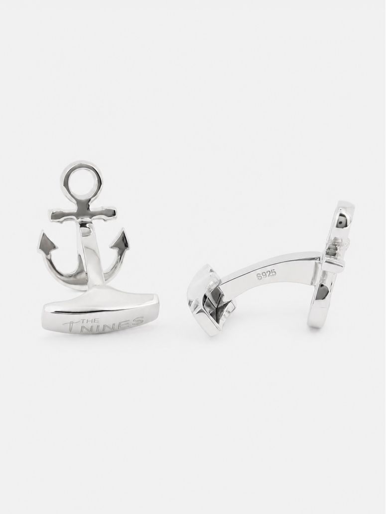 Boutons de manchette ancre argent massif Portsmouth