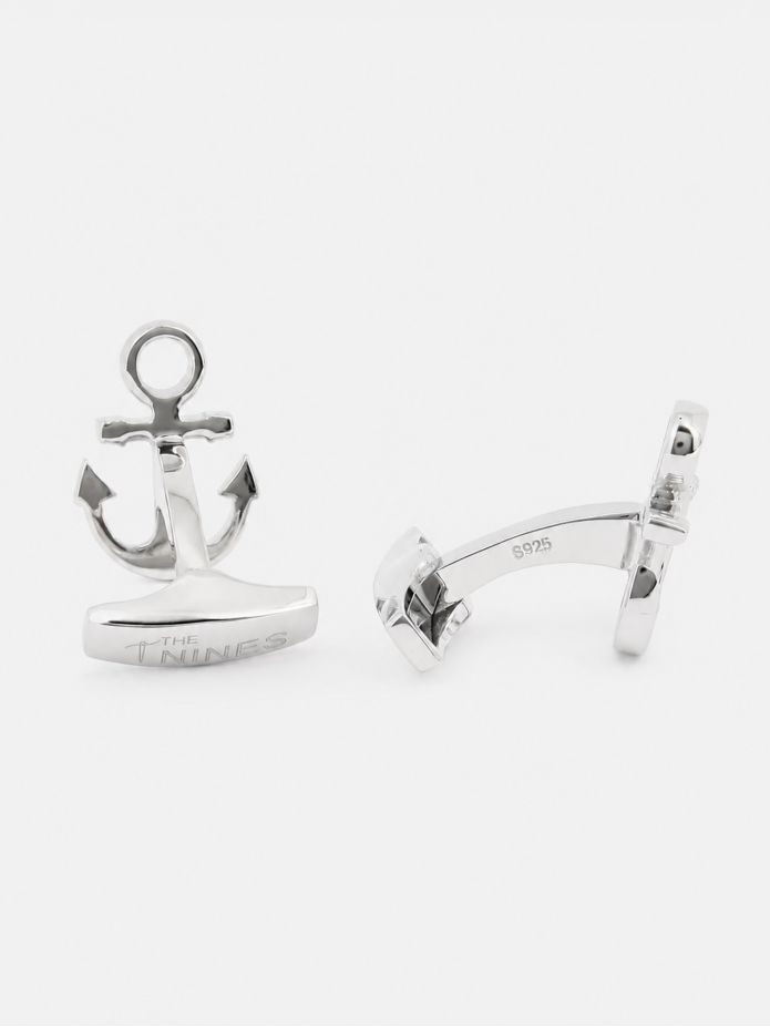 Boutons de manchette ancre argent massif Portsmouth