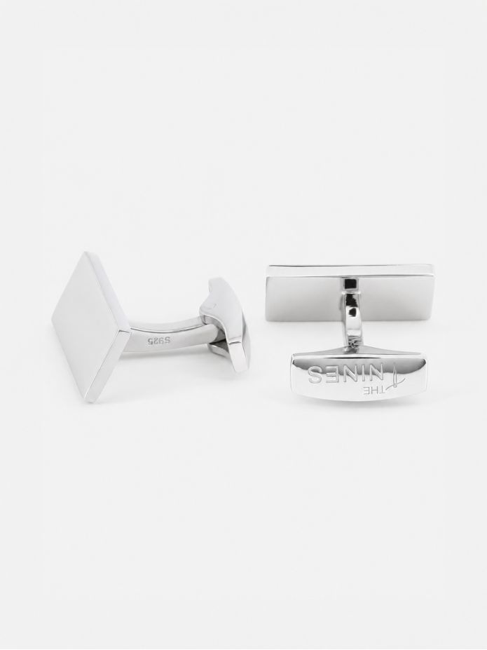Boutons de manchette argent massif rectangulaires brompton