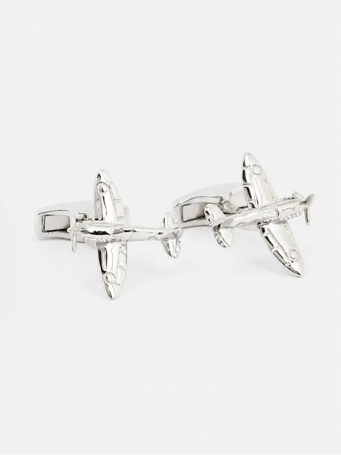 Boutons de manchette avion argent massif Spitfire
