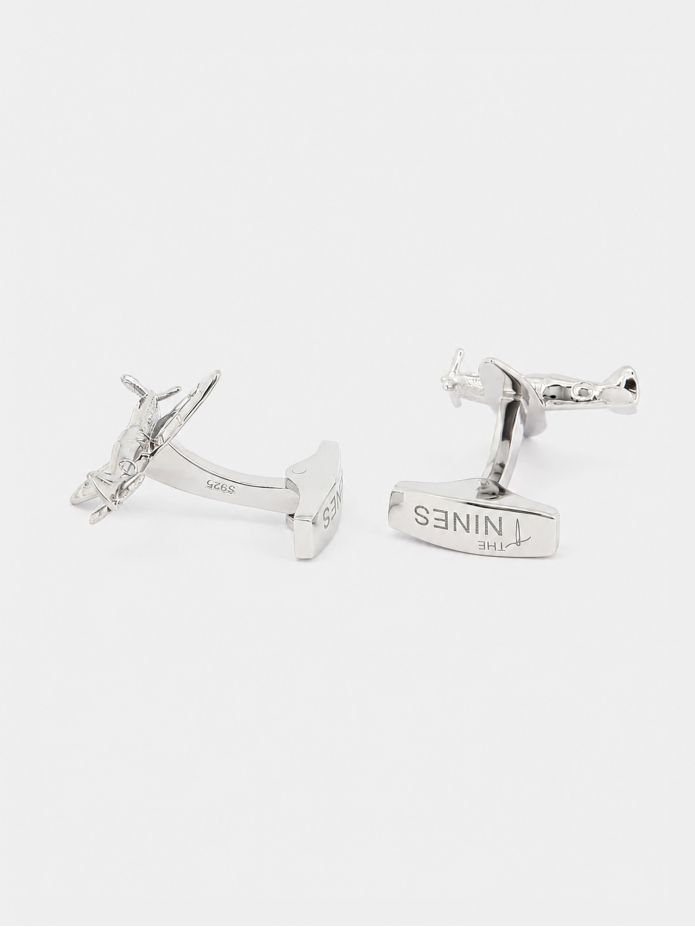 Boutons de manchette avion argent massif Spitfire