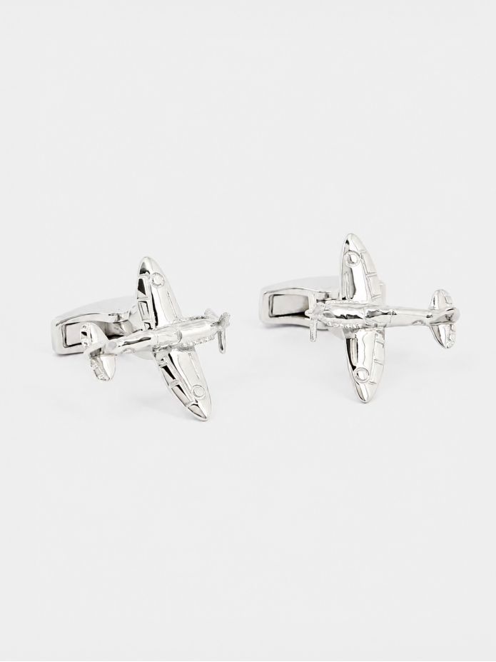 Boutons de manchette avion argent massif Spitfire