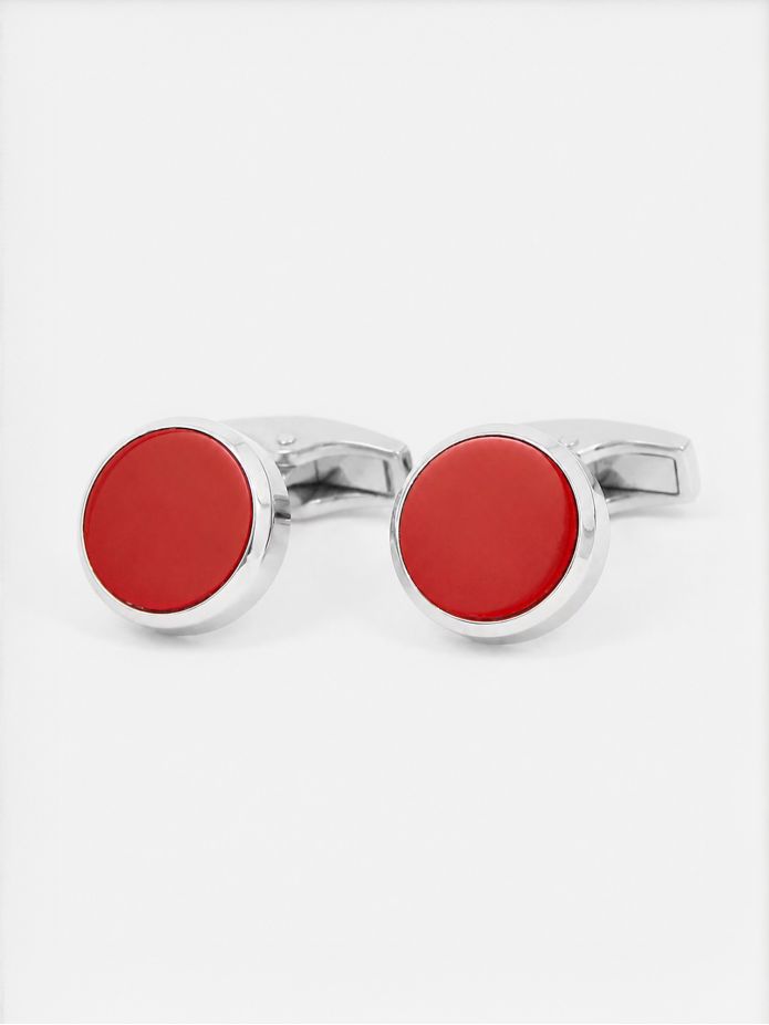 Boutons de manchette argent massif rouge bordeaux Saint-Honoré