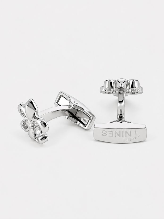 Boutons de manchette fleur de lys argent massif Saint Louis
