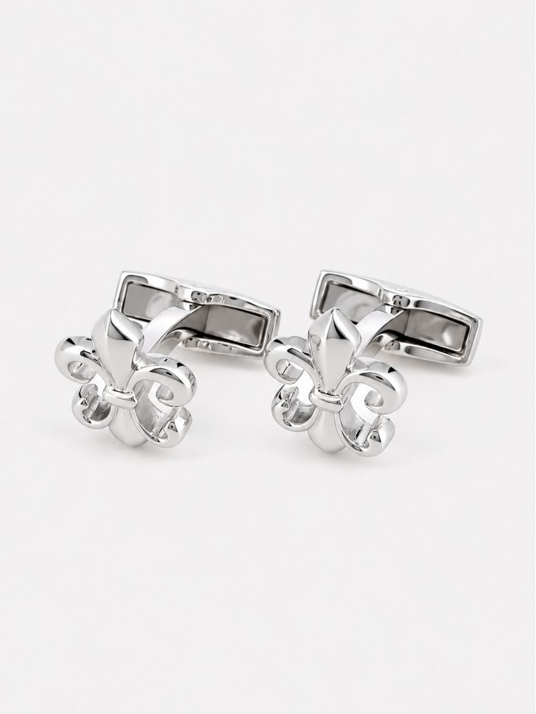 Boutons de manchette fleur de lys argent massif Saint Louis