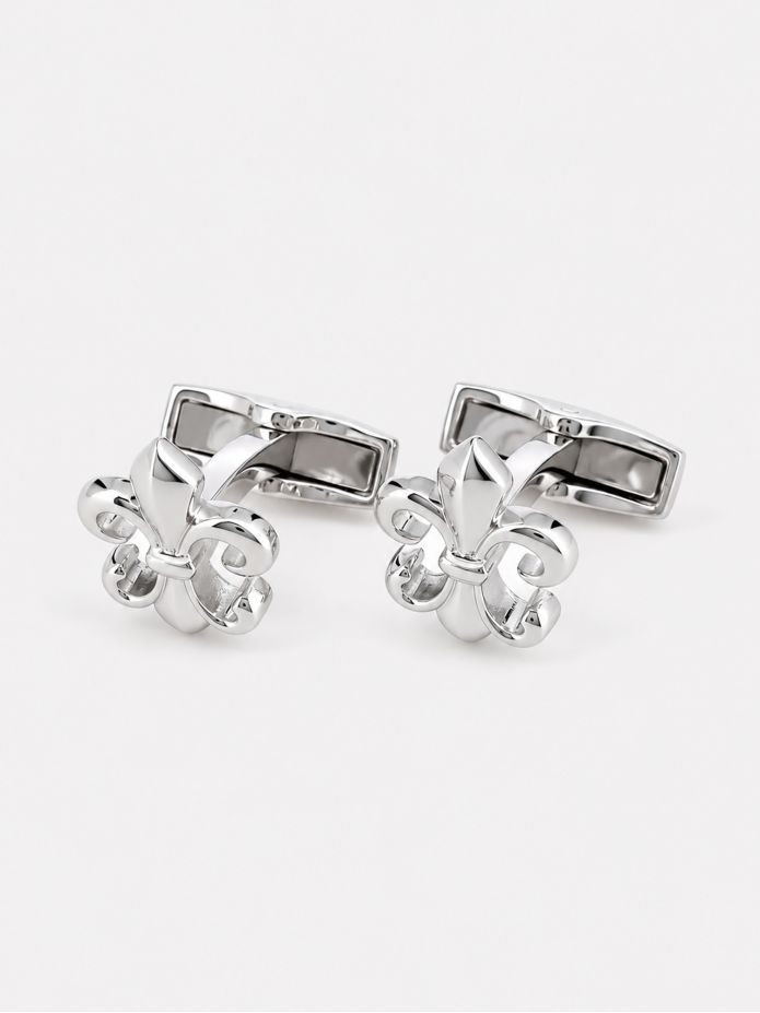 Boutons de manchette fleur de lys argent massif Saint Louis