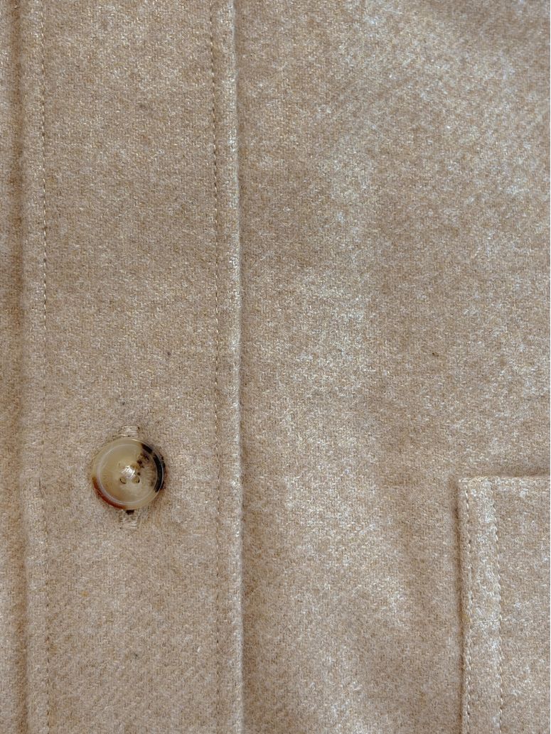 Chemise col français en flanelle beige