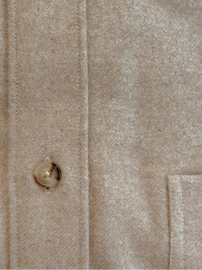 Chemise col français en flanelle beige