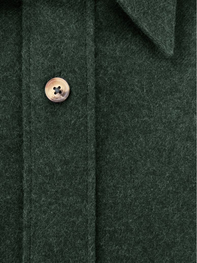 Chemise col français en flanelle vert forêt