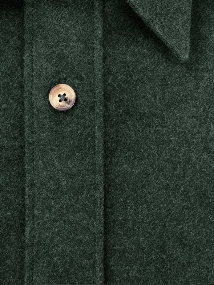Chemise col français en flanelle vert forêt