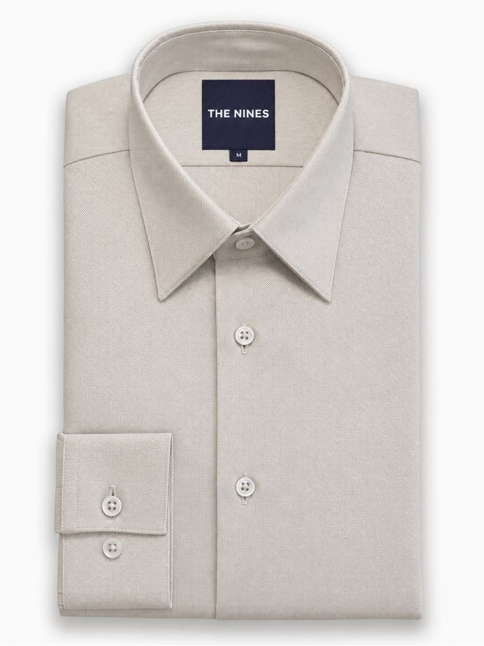 Chemise col français infroissable en Royal Oxford beige
