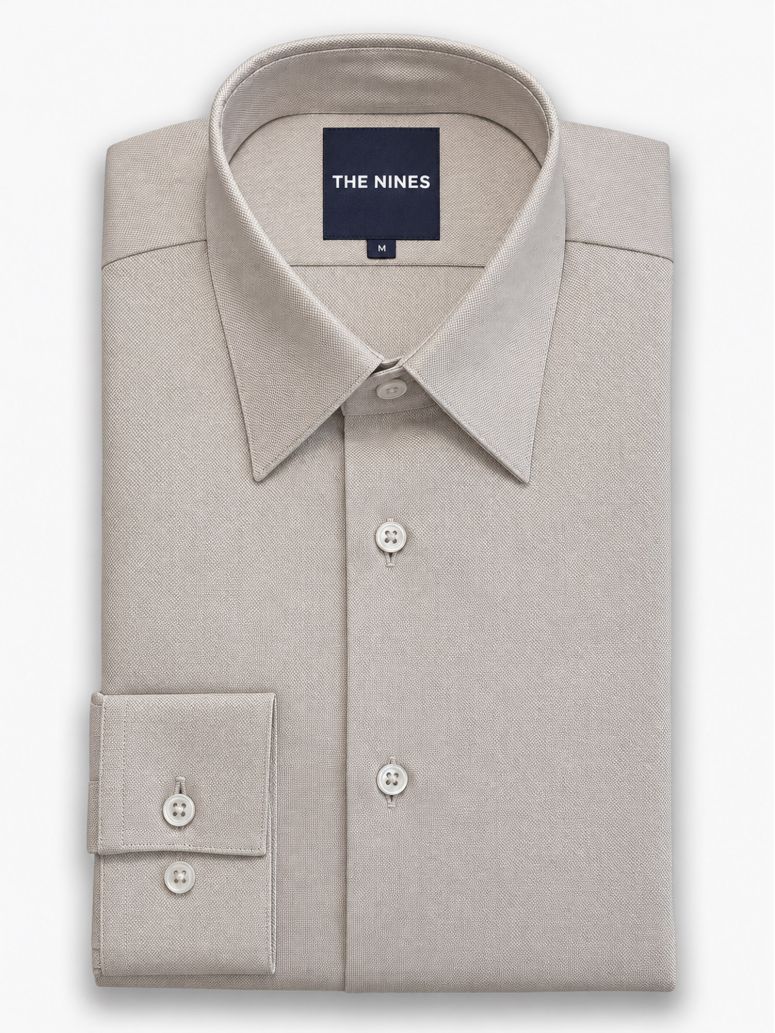 Chemise col français infroissable en Royal Oxford marron