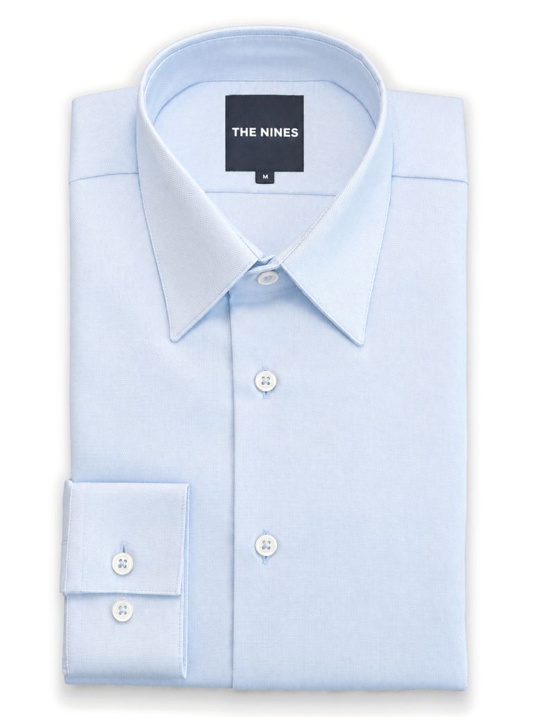 Chemise col français infroissable en Royal Oxford bleu ciel