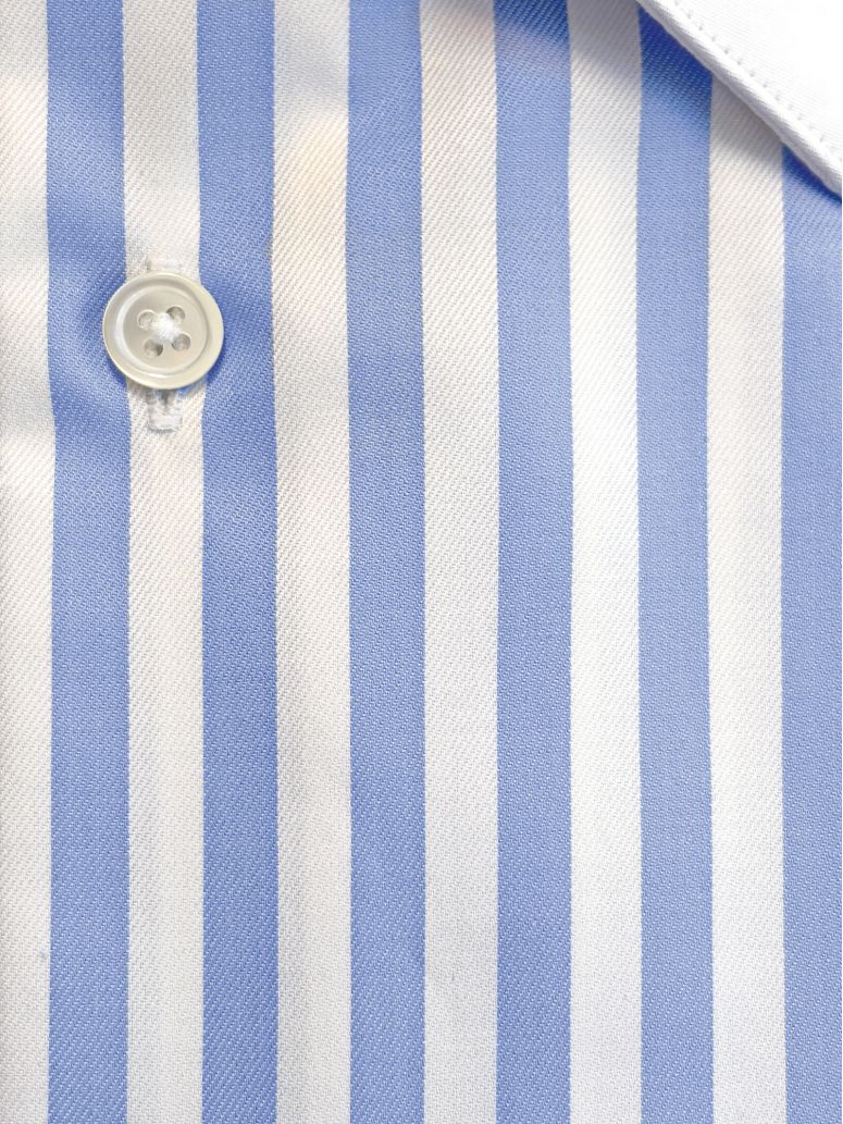 Chemise col français infroissable à rayures bleu ciel