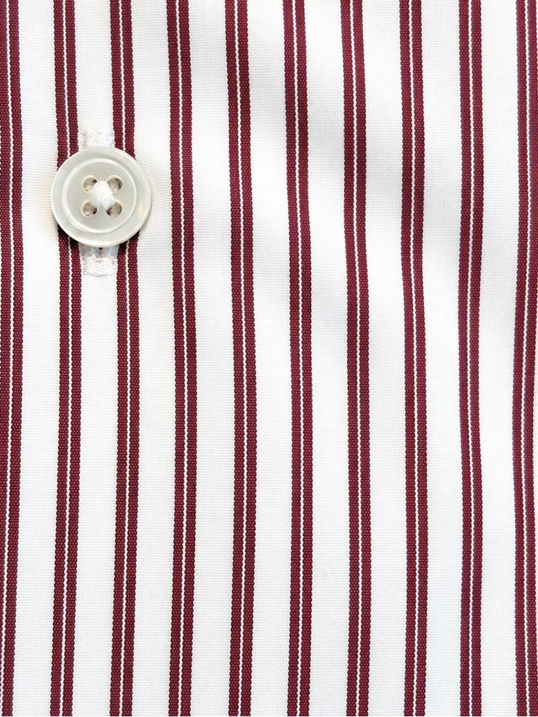 Chemise col italien infroissable à rayures bordeaux