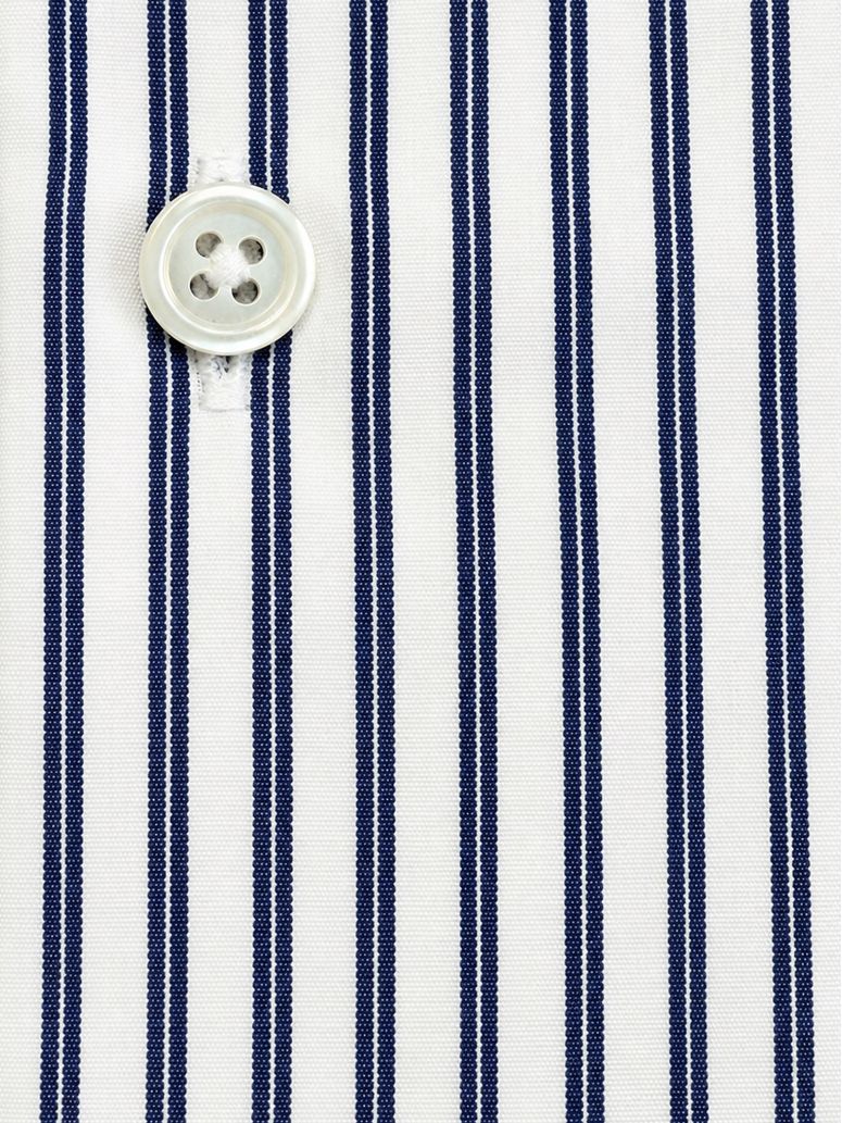 Chemise col italien infroissable à rayures bleu marine