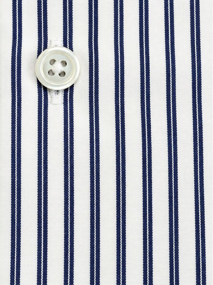Chemise col italien infroissable à rayures bleu marine