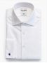 Chemise col italien en twill blanc à poignets mousquetaires