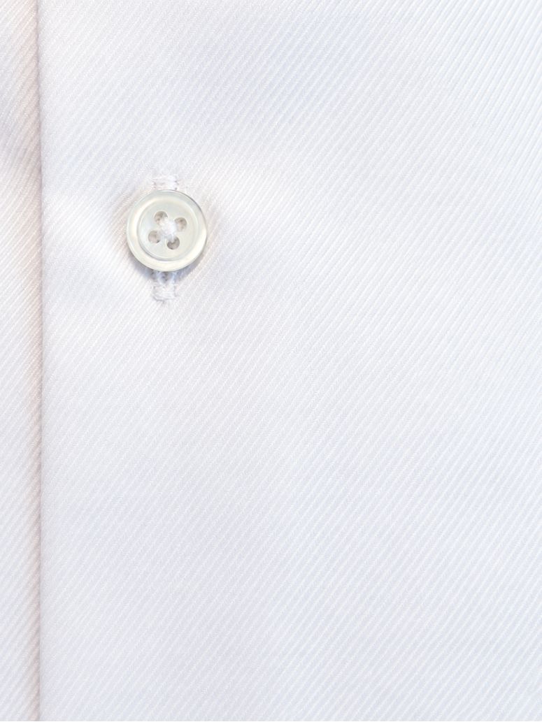 Chemise col italien en twill blanc à poignets mousquetaires