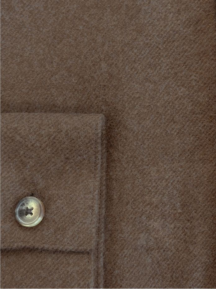 Chemise col Mao en flanelle marron
