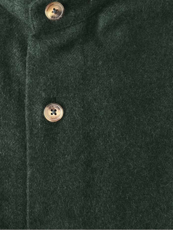 chemise col officier en flanelle vert forêt