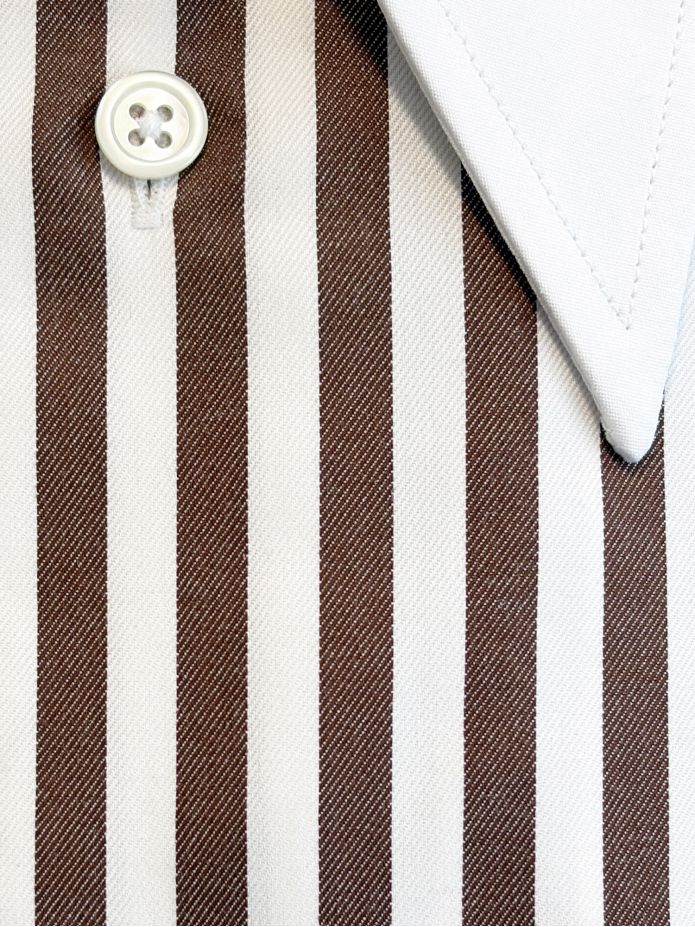 Chemise col à pointes à rayures marron