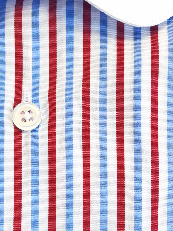 Chemise col rond à rayures tricolores