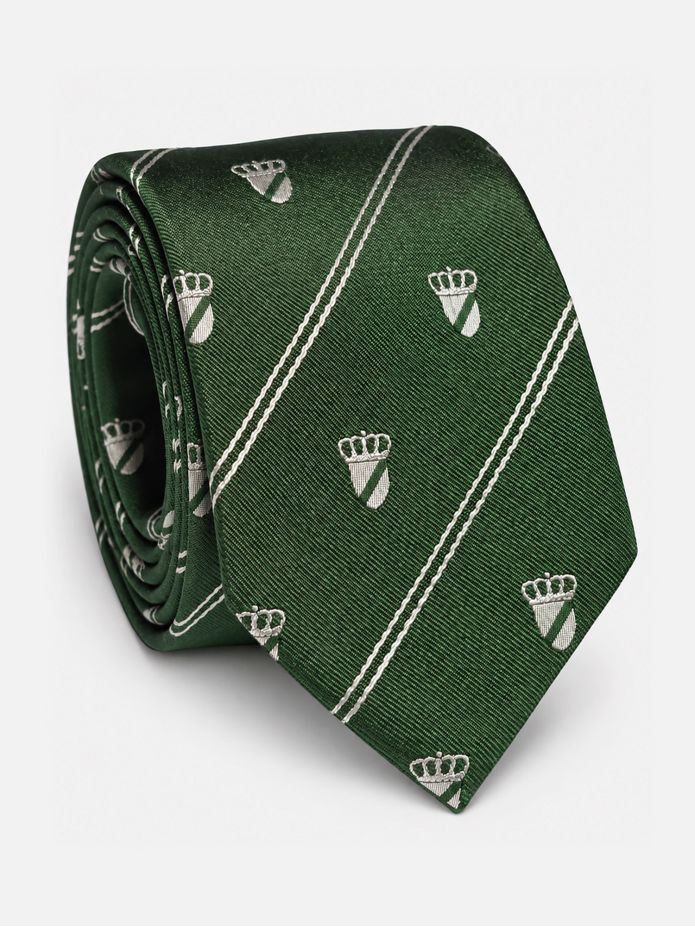 Cravate en soie verte à motifs blasons