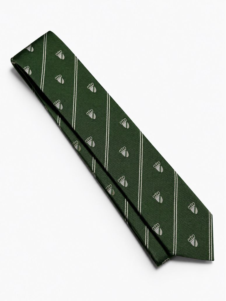 Cravate en soie verte à motifs blasons