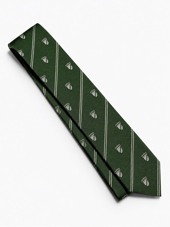 Cravate en soie verte à motifs blasons