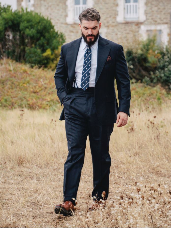 Pantalon de costume gurkha bleu marine Dharan